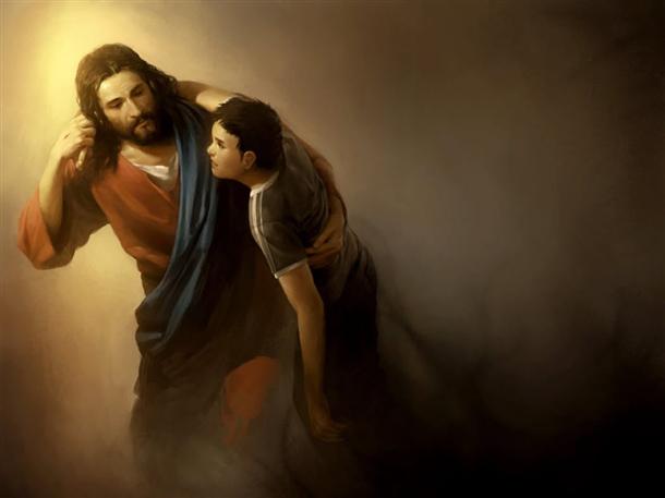 Jesus guiando um jovem por caminhos difíceis